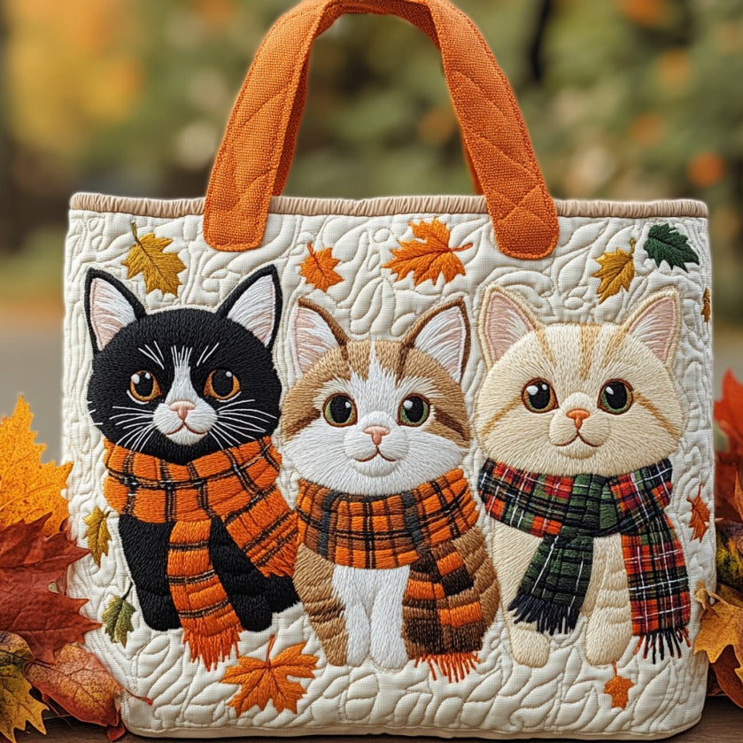 Autumn Cats Quilted Tote Bag
