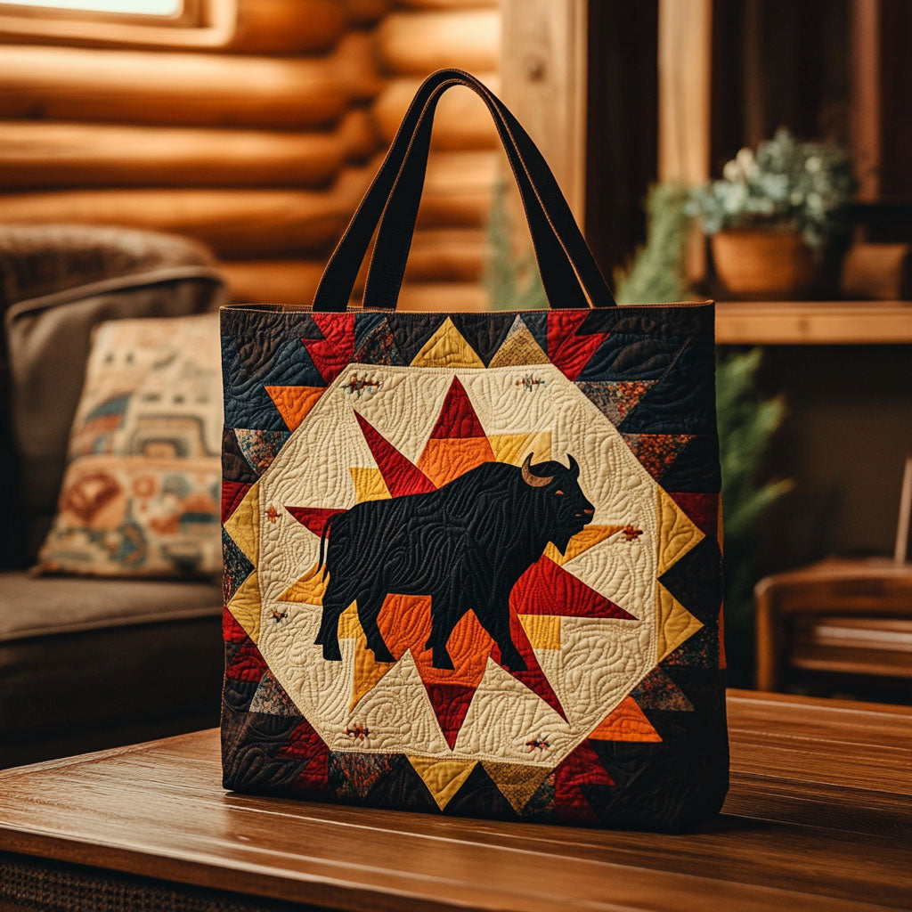 Sacred Bison Star Quilted Tote Bag