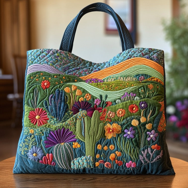 Vibrant Hill Quilted Tote Bag