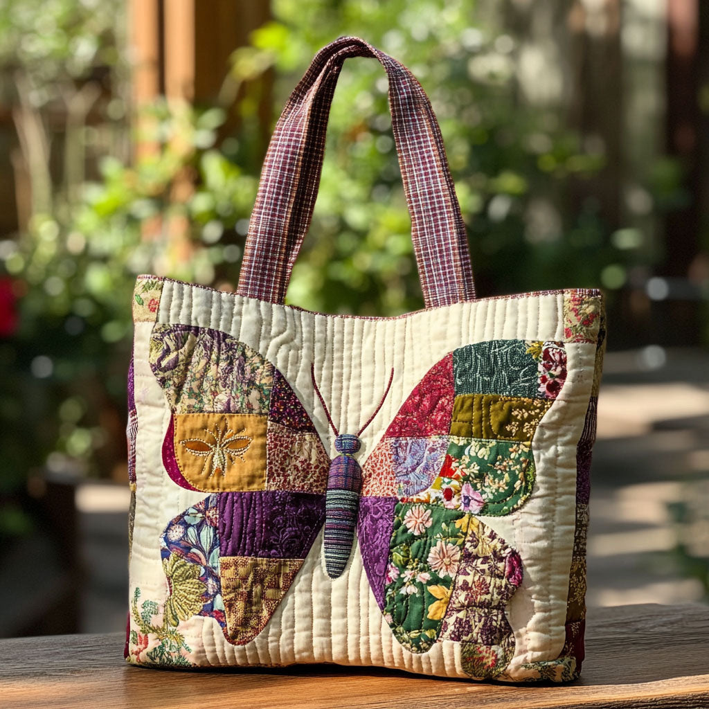 Butterfly Heirloom Quilted Tote Bag