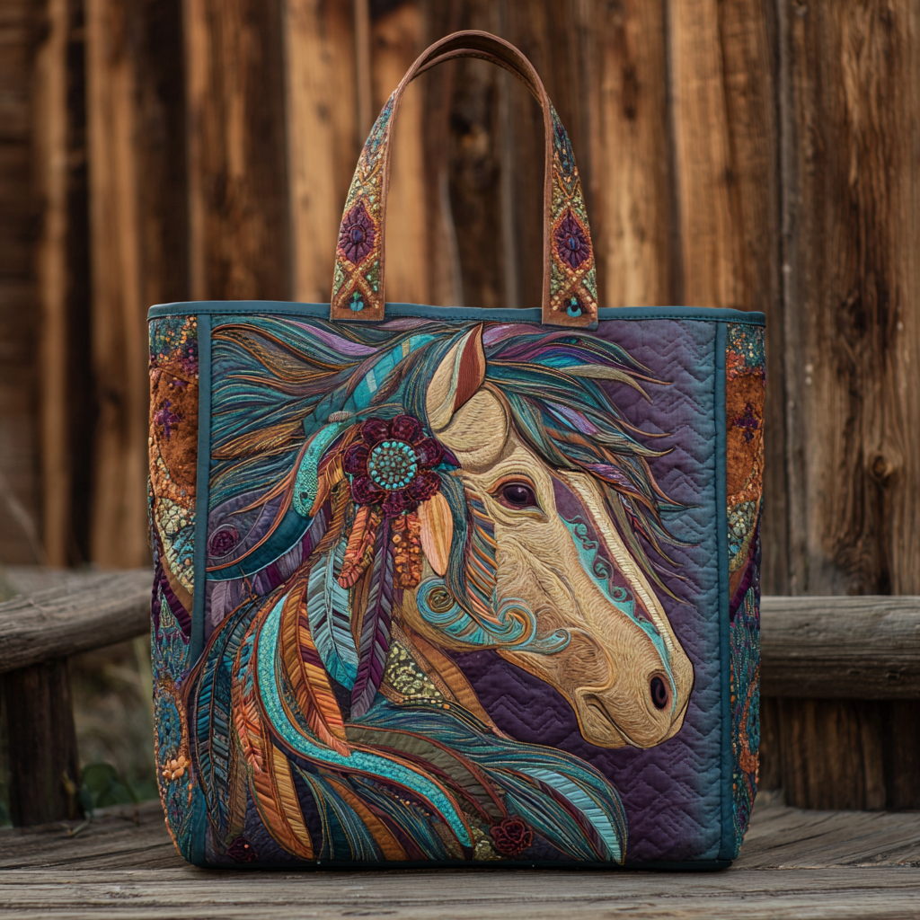 Tribal Mane Quilted Tote Bag