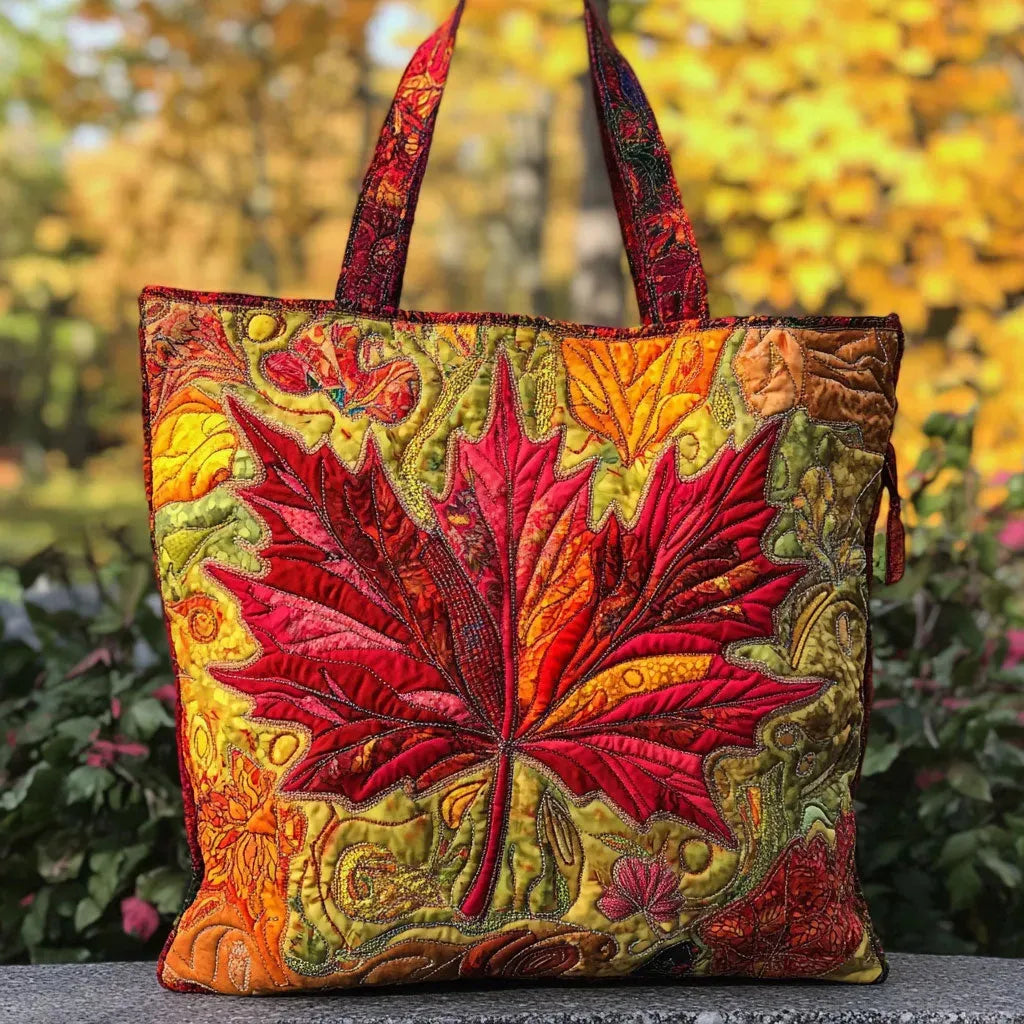 Quilted Tote Bag - Maple at Sunset