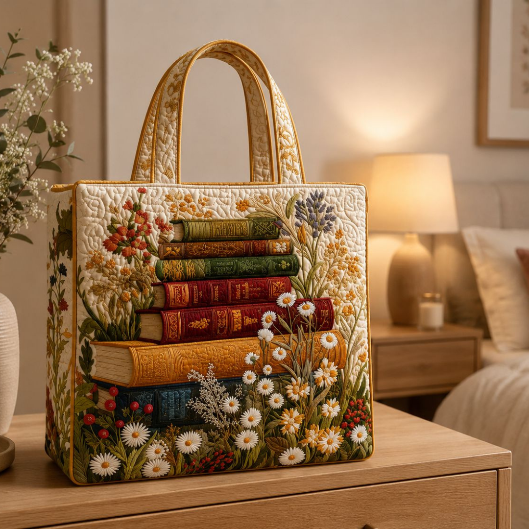 Quilted Tote Bag - Floral Pattern