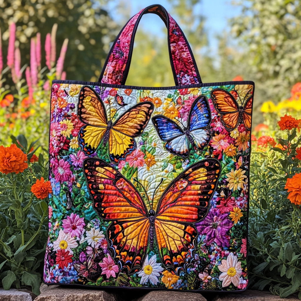 Radiant Butterfly Quilted Tote Bag