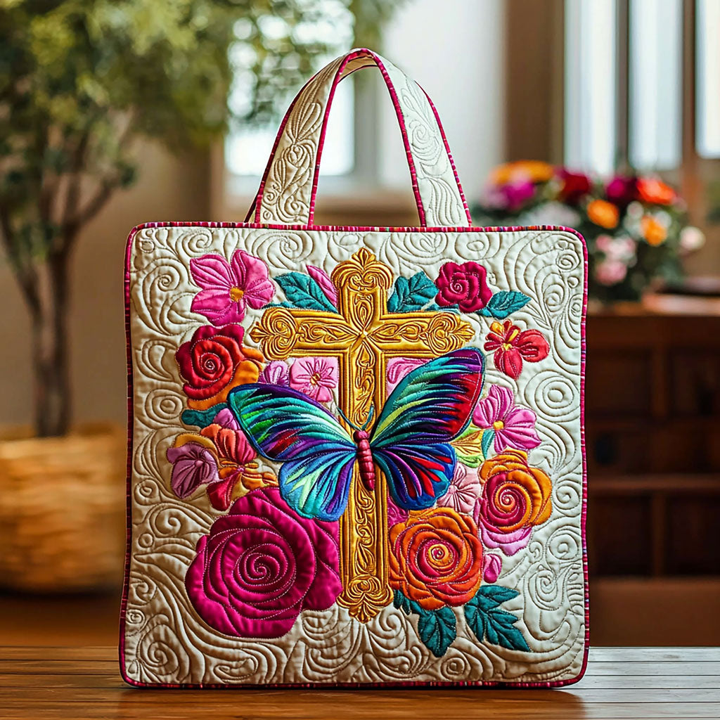 Healing Butterfly Quilted Tote Bag