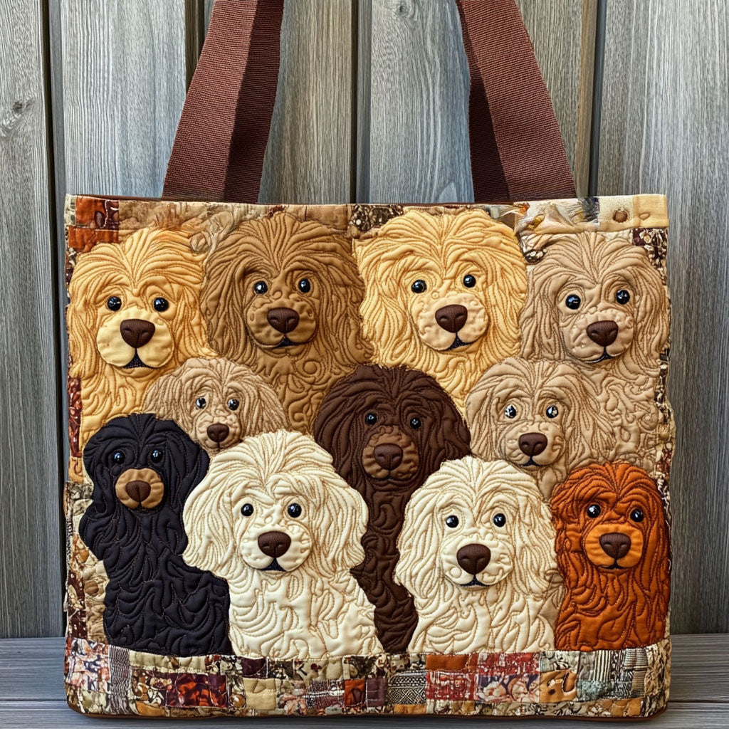 Dog Happy Nest Quilted Tote Bag