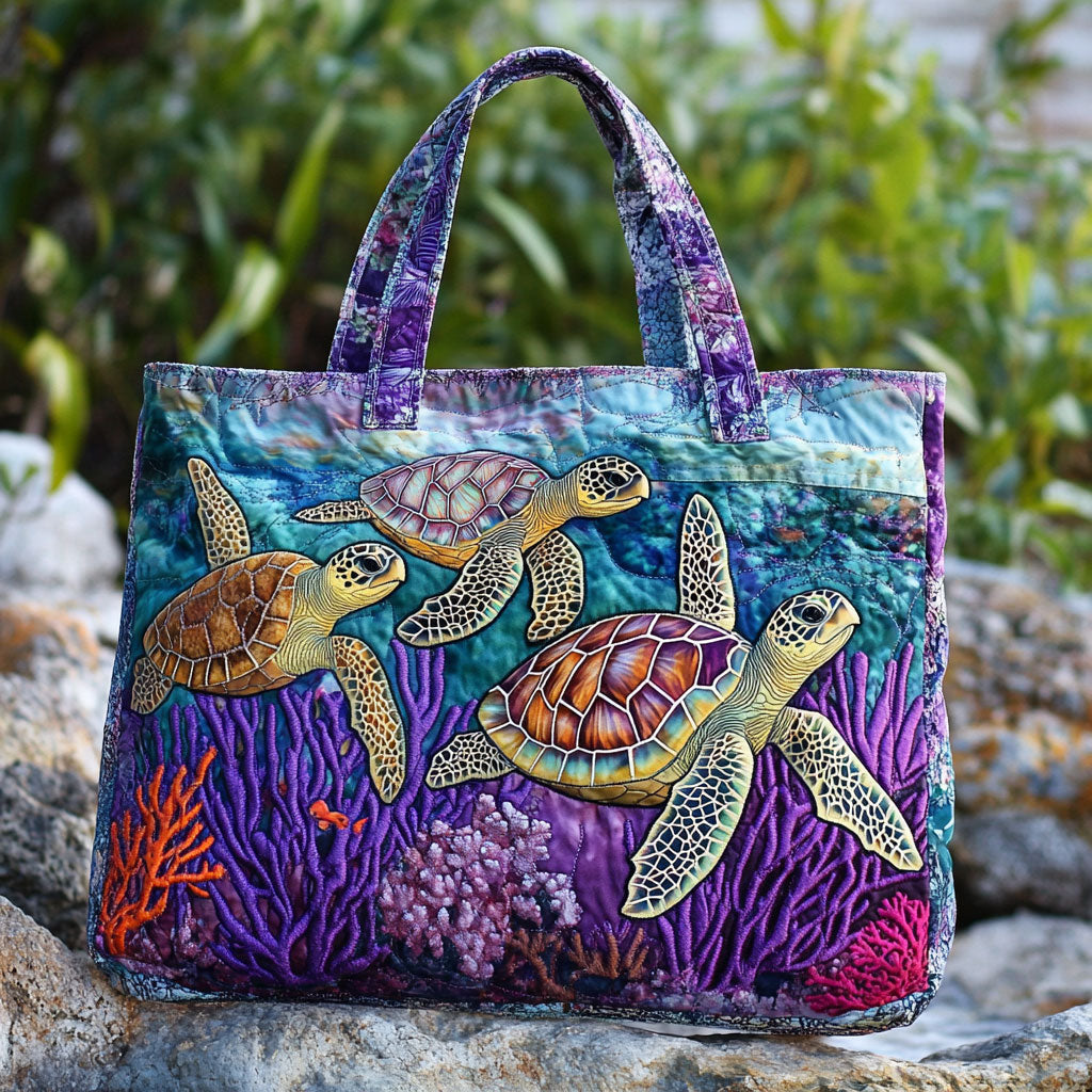 Harmony Turtle Quilted Tote Bag