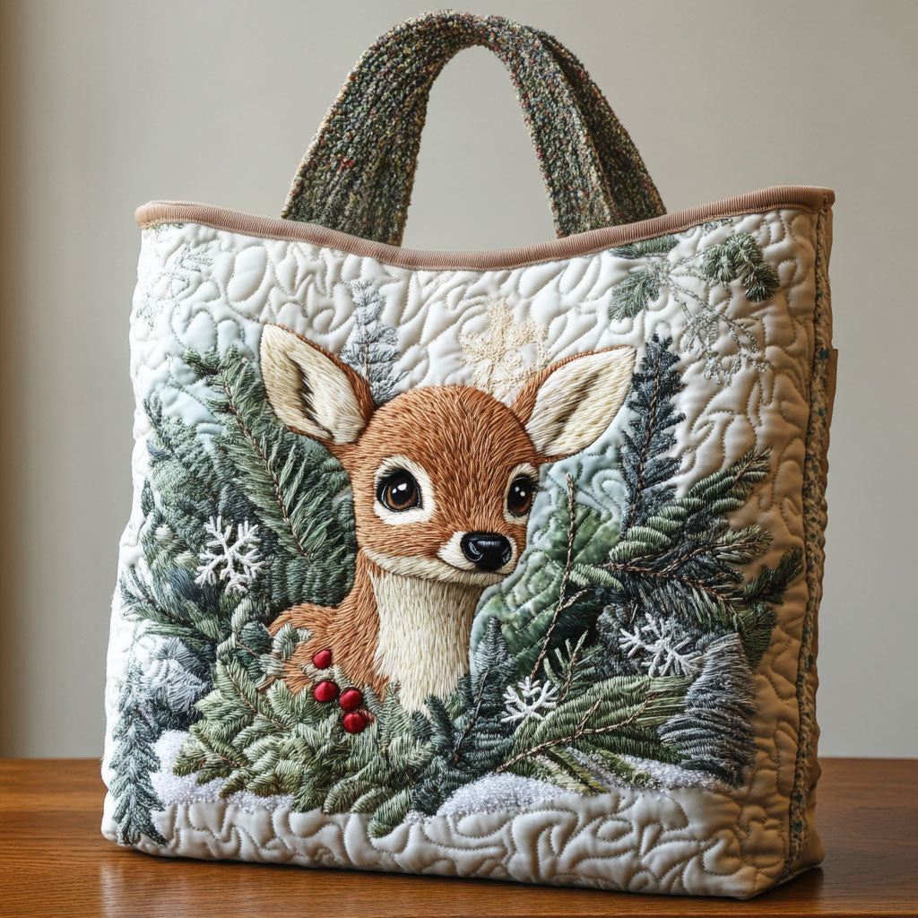 Woodland Deer Quilted Tote Bag