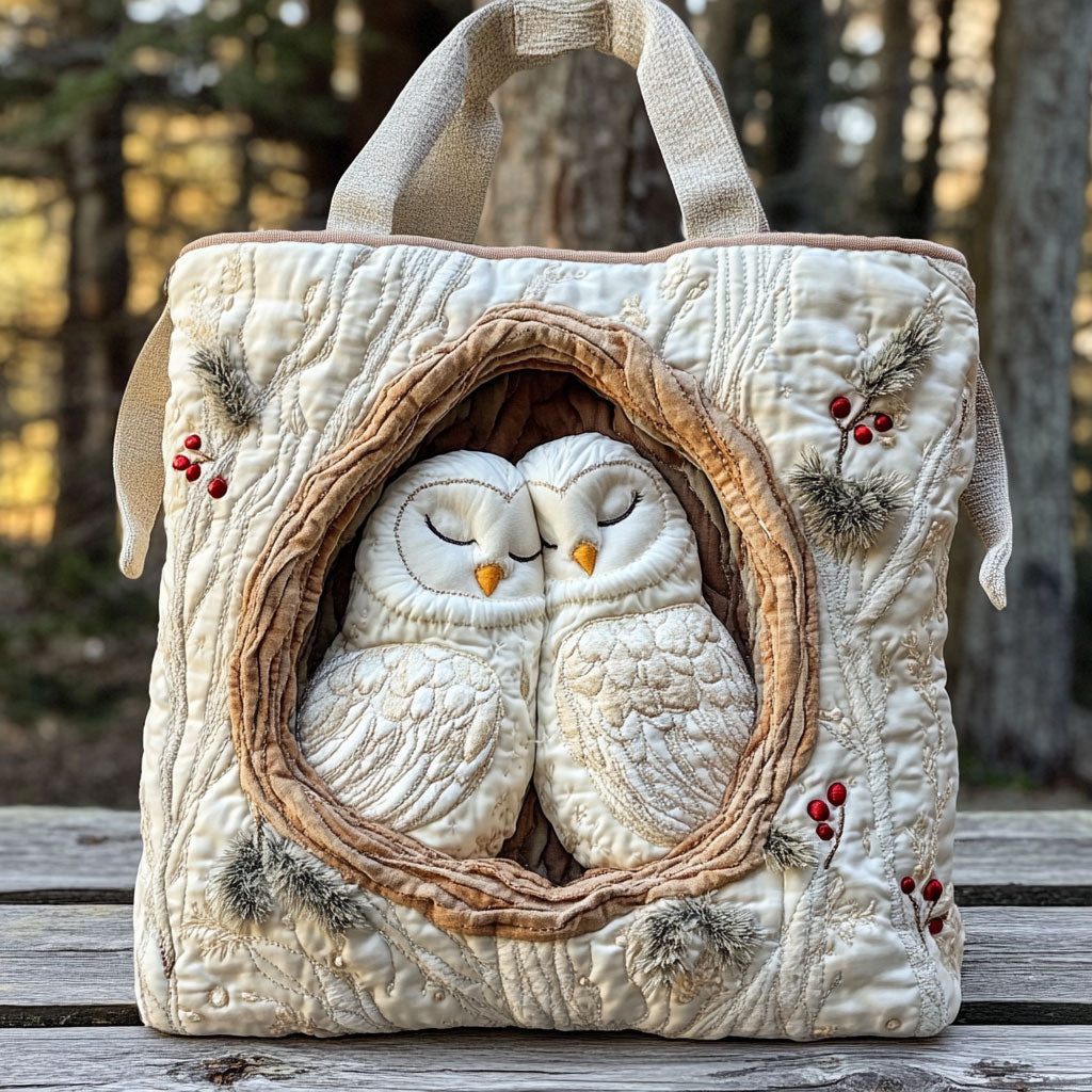 Timber Owls Quilted Tote Bag