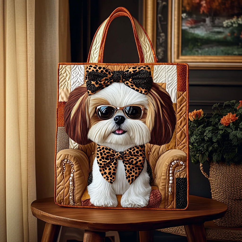 Shih Tzu Elegance Quilted Tote Bag
