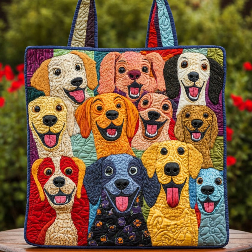 Playful Puppy Quilted Tote Bag