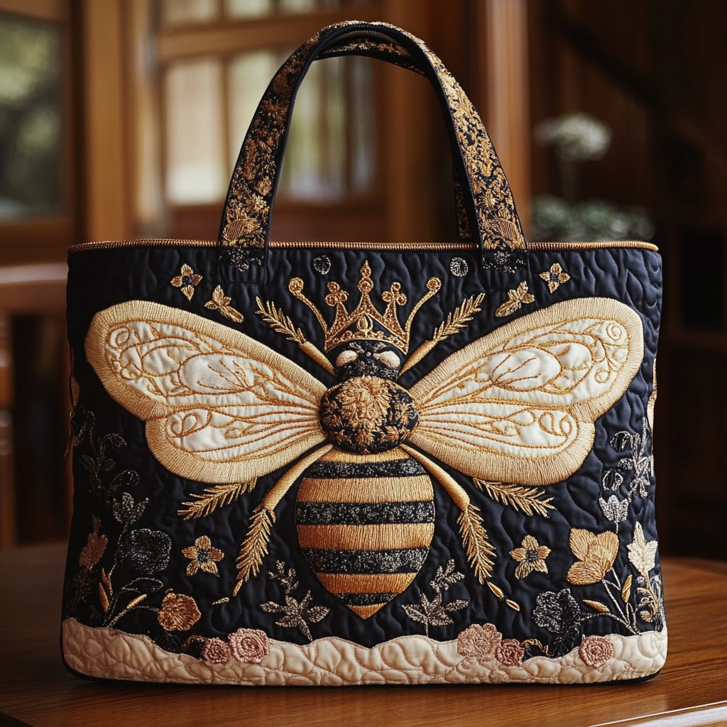 Crown Bee Quilted Tote Bag