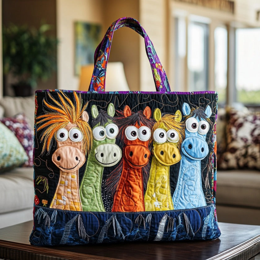 Colorful Horse Quilted Tote Bag