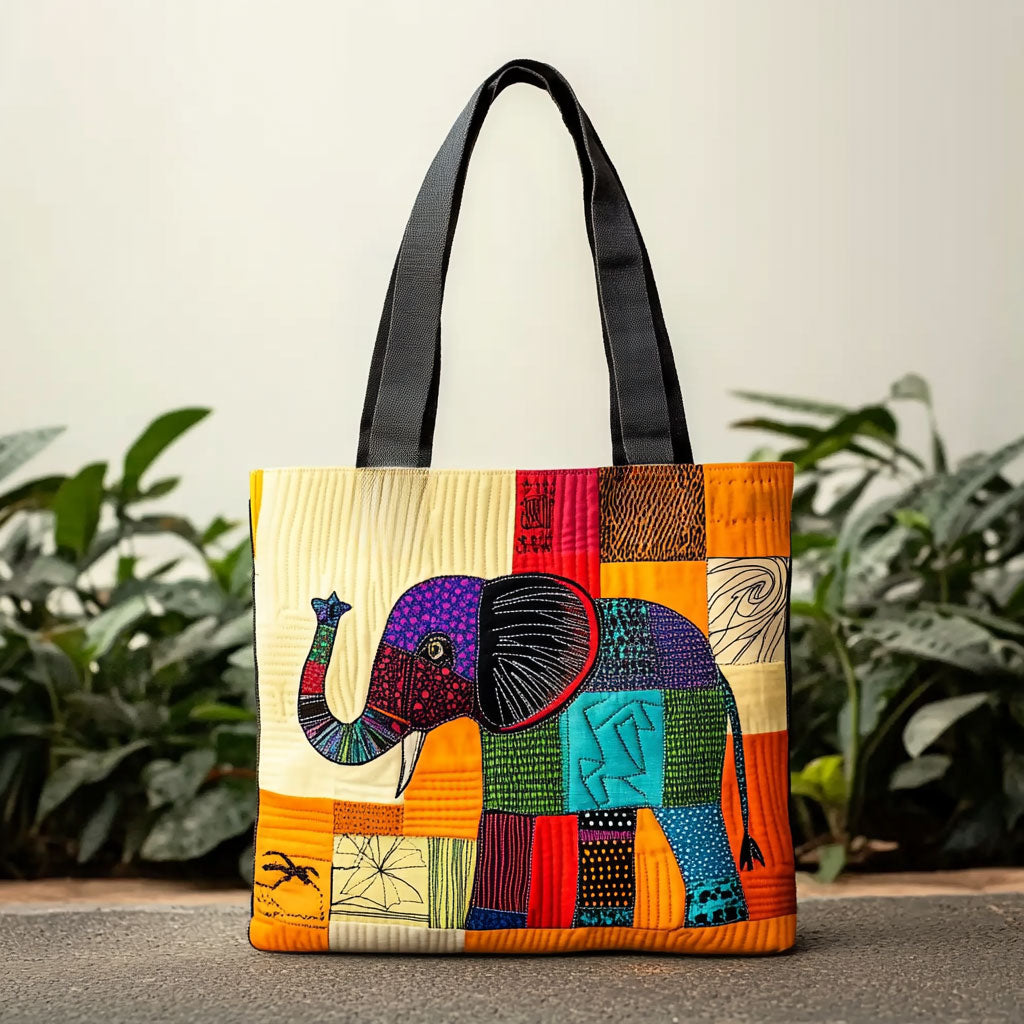 Elephant Path Quilted Tote Bag