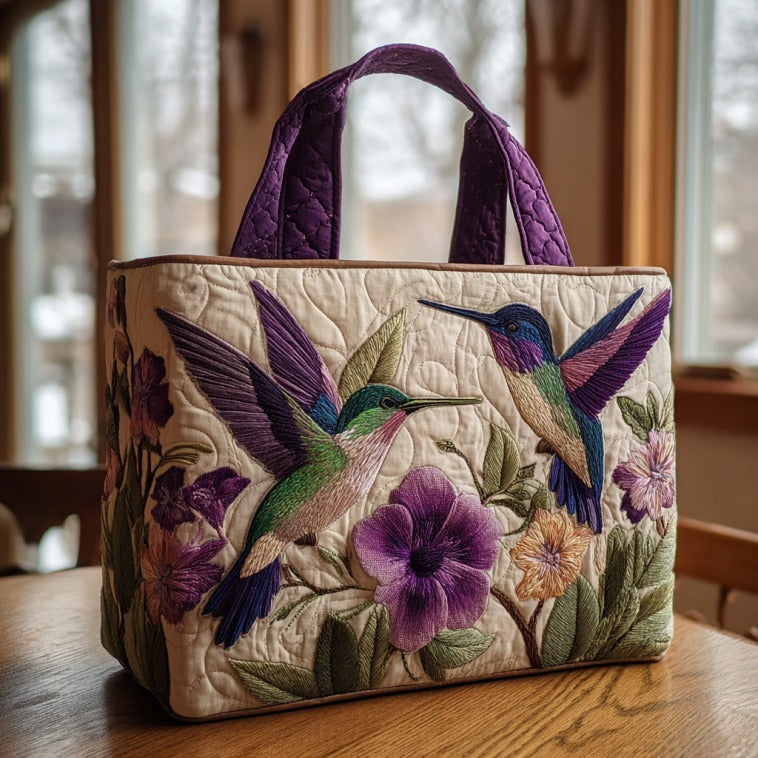 Love Hummingbirds Quilted Tote Bag