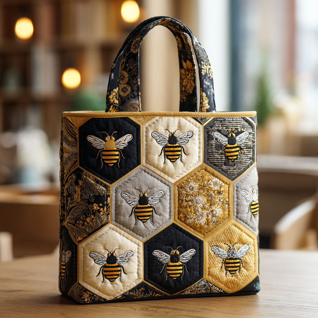 Sweet Bee Quilted Tote Bag