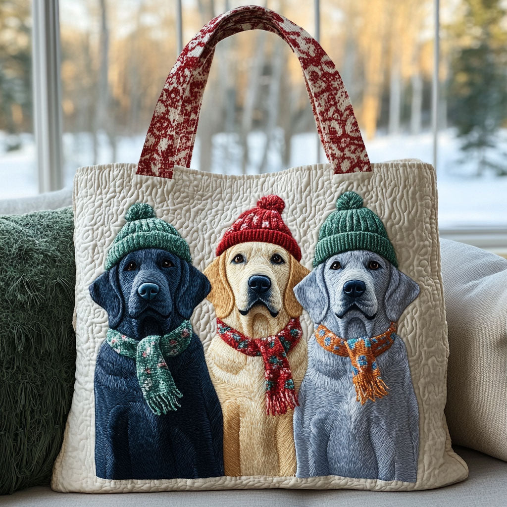 Merry Labrador Crew Quilted Tote Bag