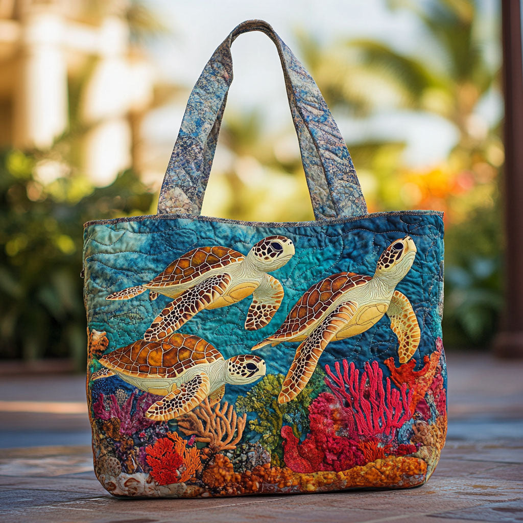 Dream Turtle Quilted Tote Bag