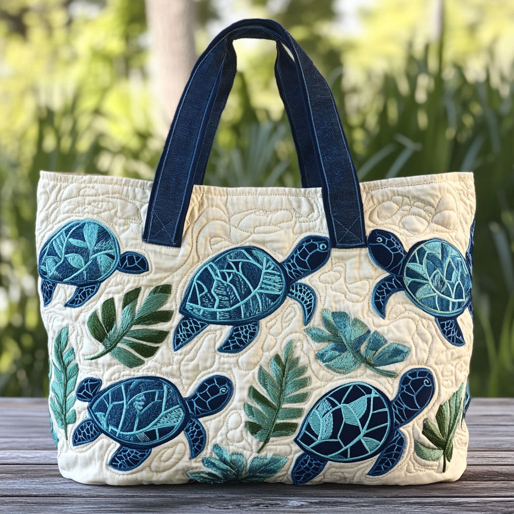 Turtle Voyage Quilted Tote Bag