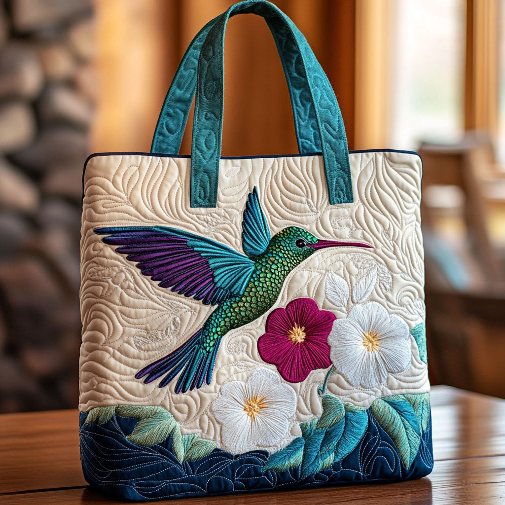 White Blossom Quilted Tote Bag