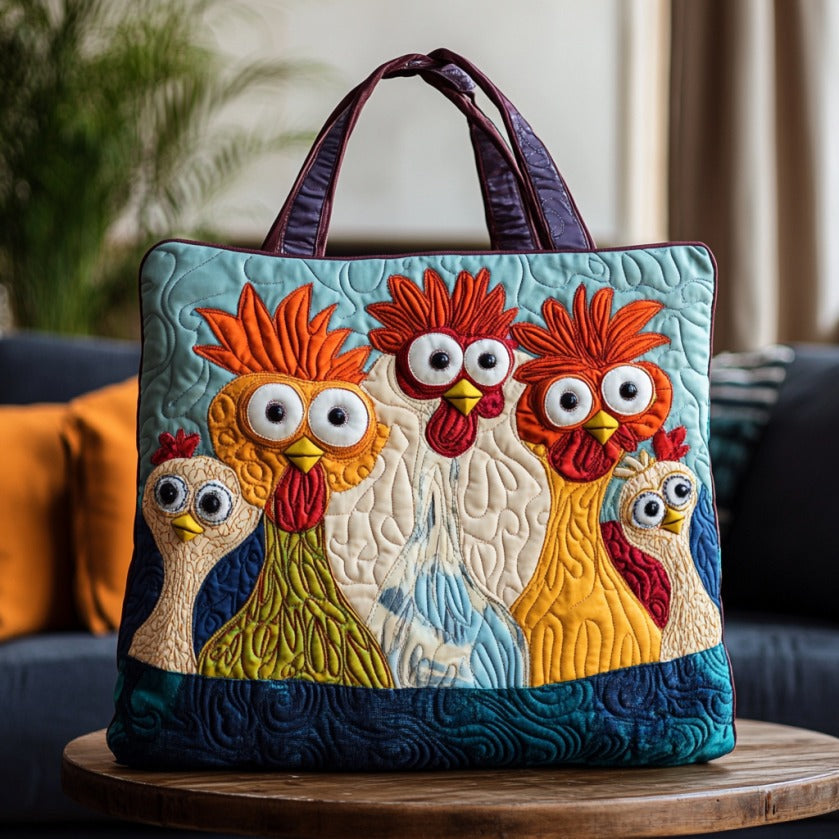 Clucky Fun Quilted Tote Bag