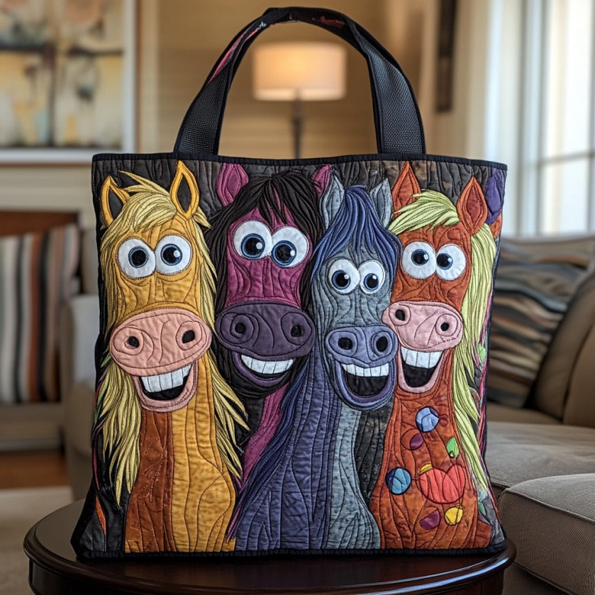 Goofy Horse Quilted Tote Bag
