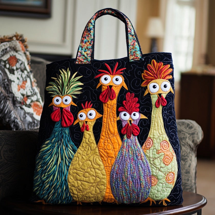 Cheeky Chickens Quilted Tote Bag