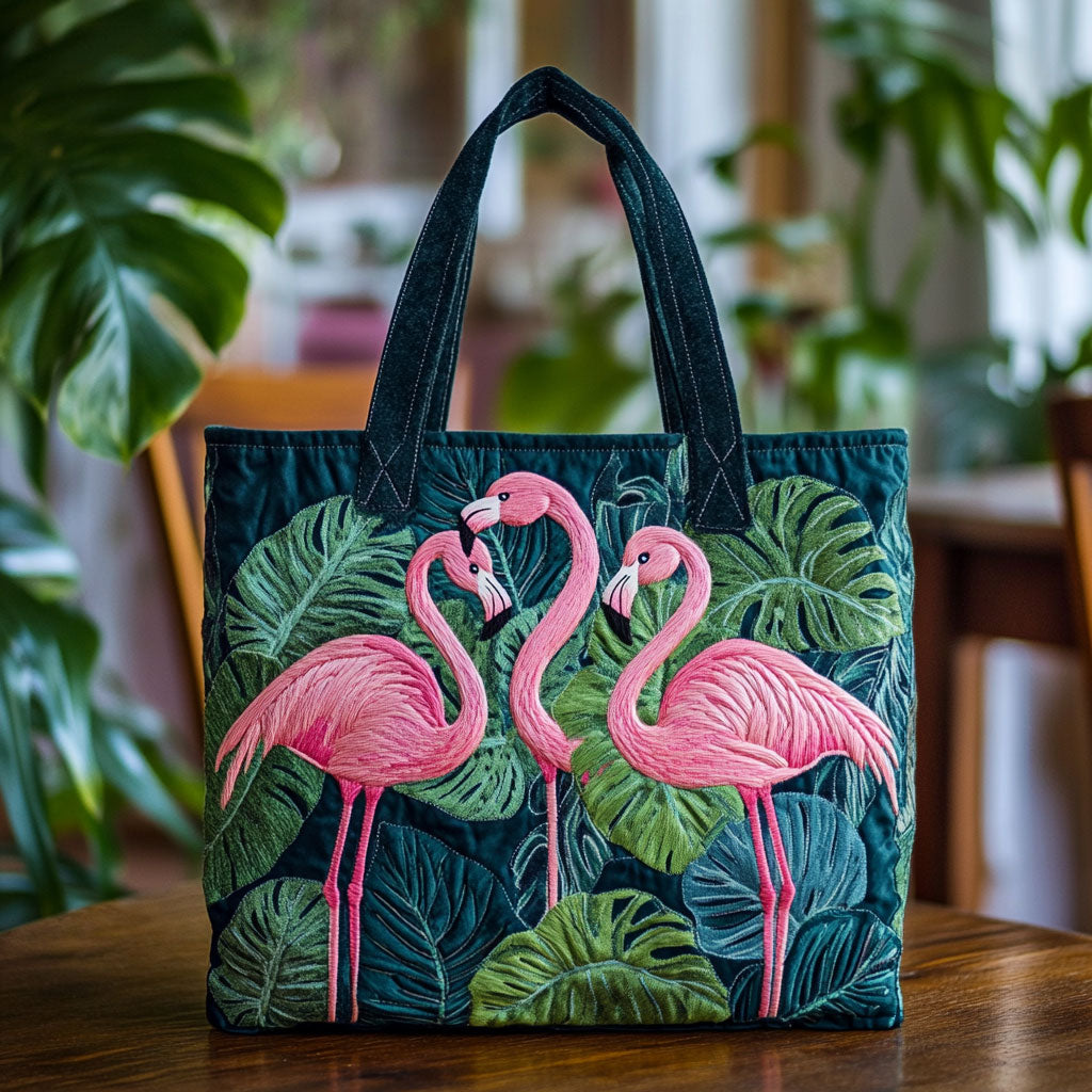 Tropical Flamingo Quilted Tote Bag