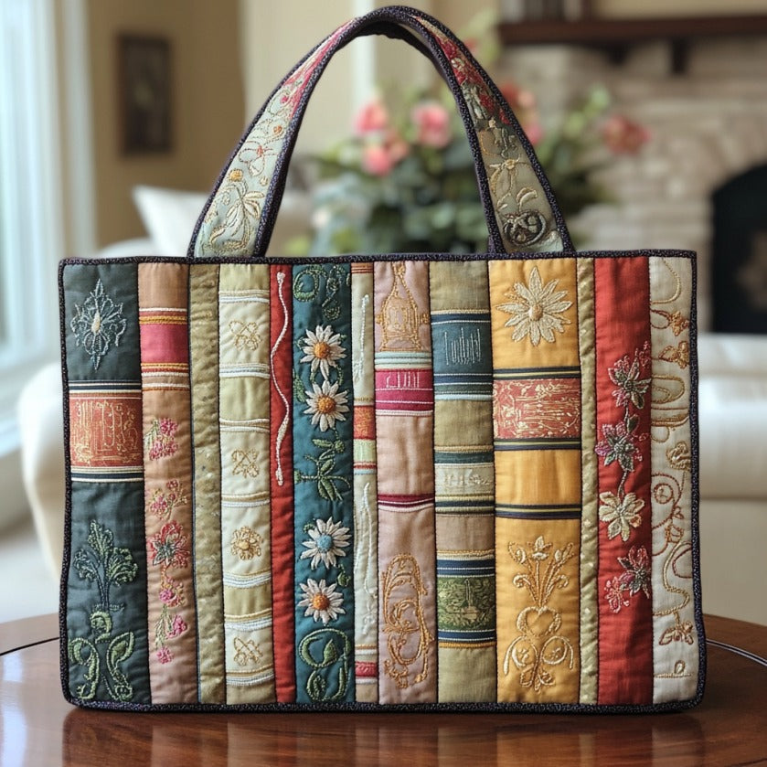 Vintage Books Quilted Tote Bag