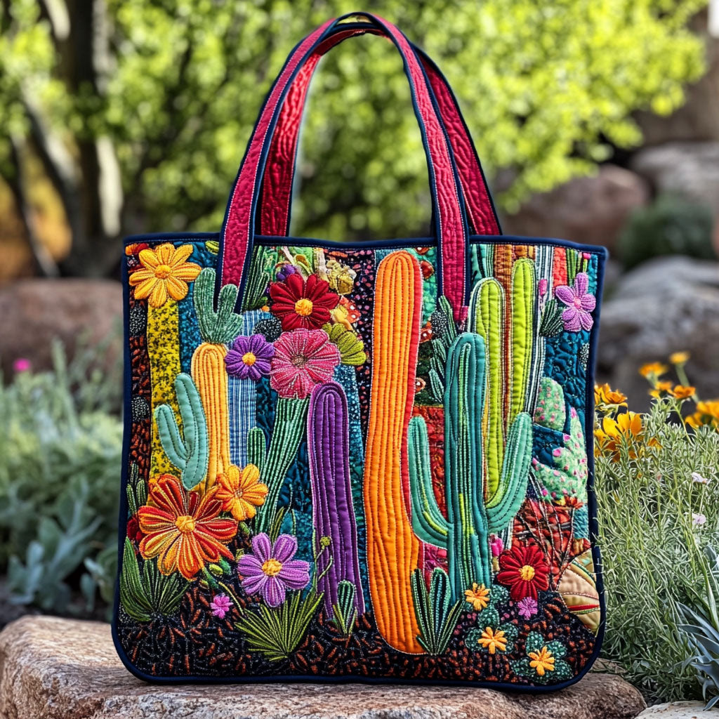 Mystic Cactus Quilted Tote Bag