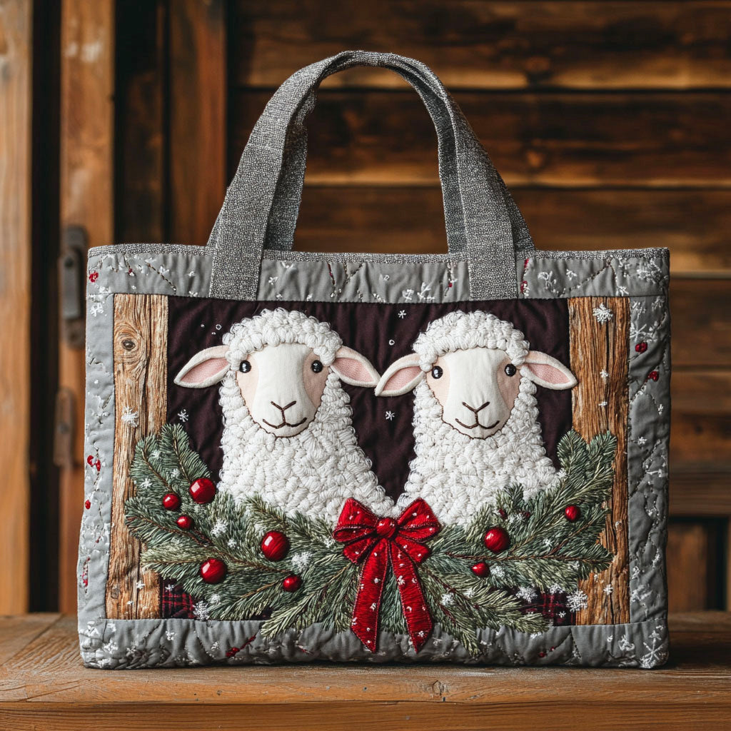 Cozy Sheep Quilted Tote Bag