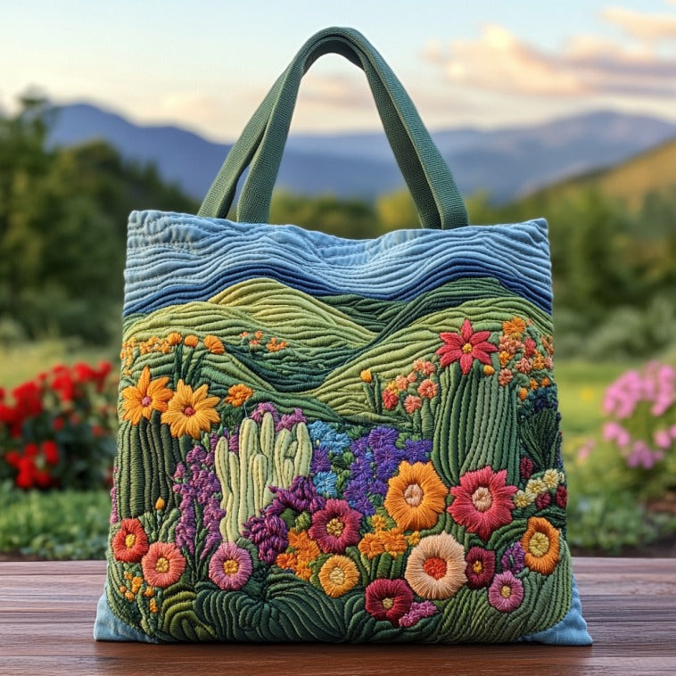 Cactus Garden Quilted Tote Bag