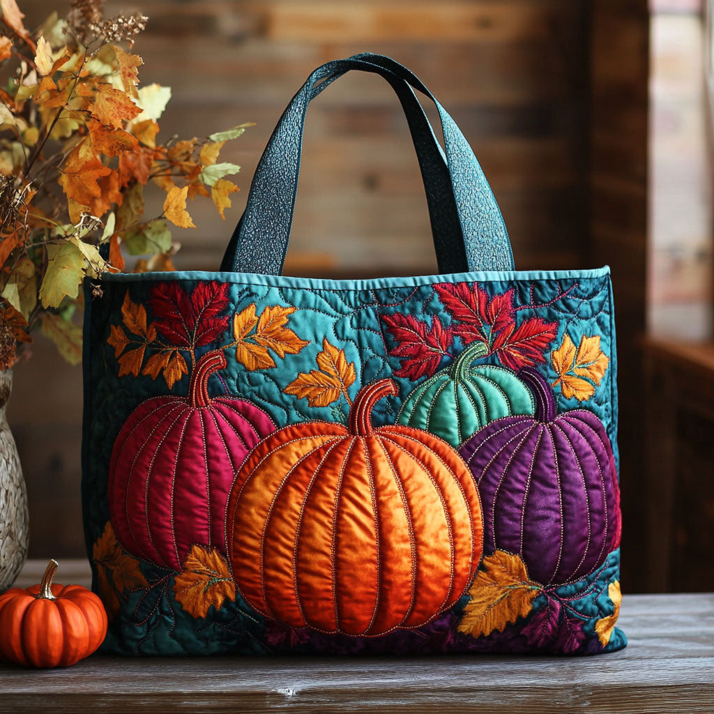 Pumpkin Garden Quilted Tote Bag