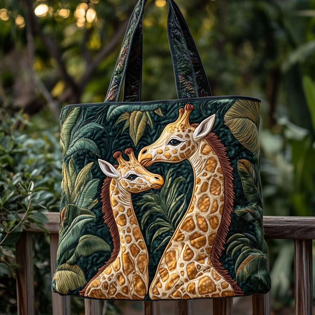 Forest Giraffe Quilted Tote Bag