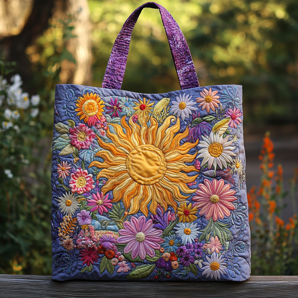 Sunshine Flowers Quilted Tote Bag