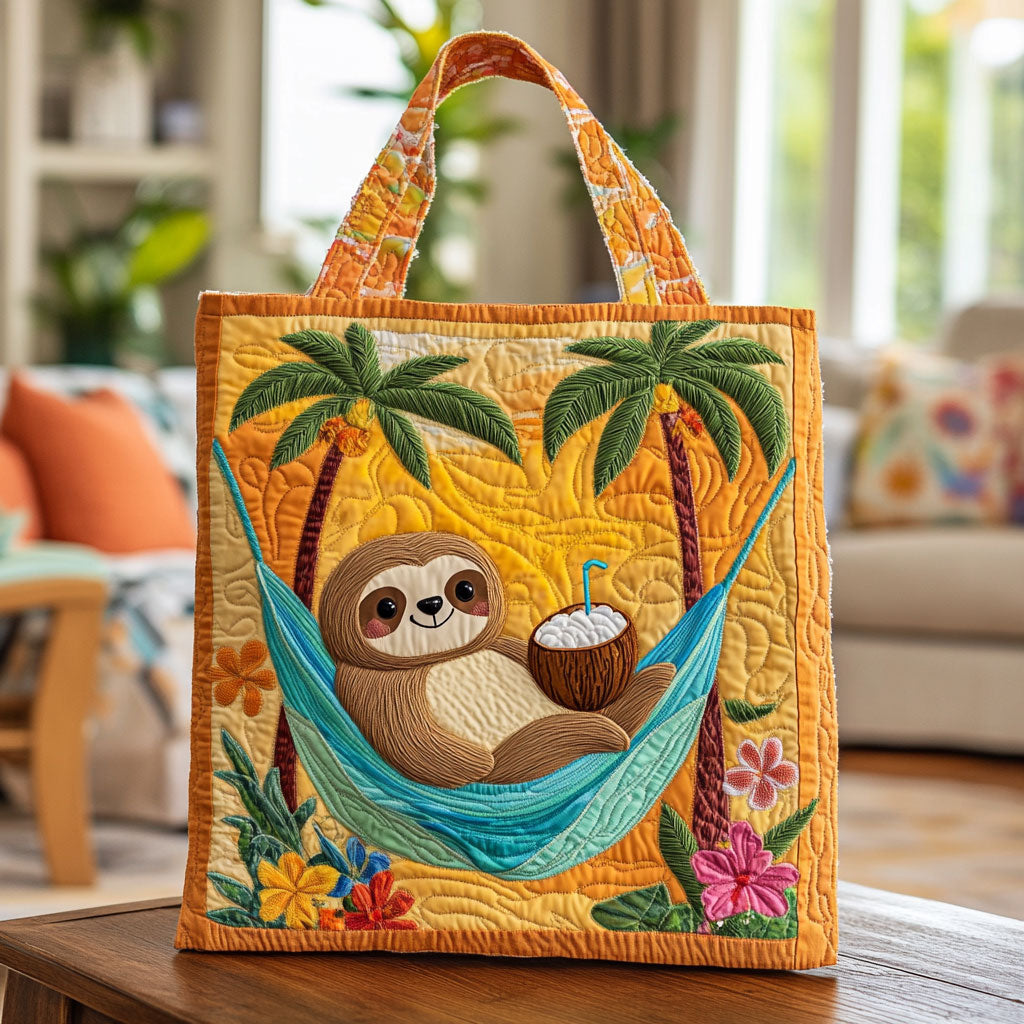 Tropical Sloth Quilted Tote Bag