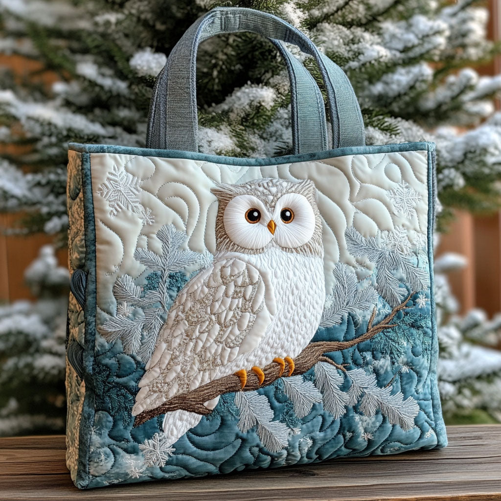 Winter Owl Quilted Tote Bag