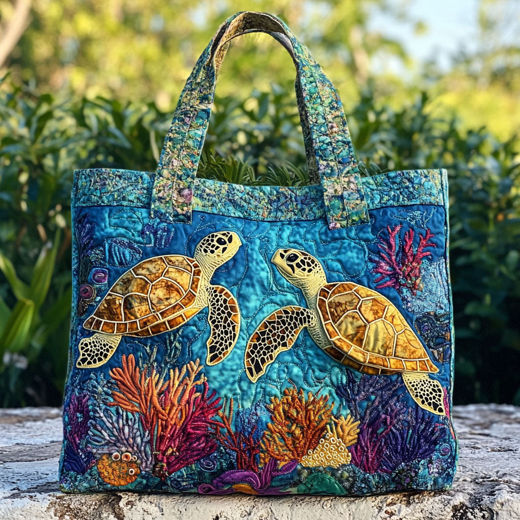 Eternal Turtle Quilted Tote Bag