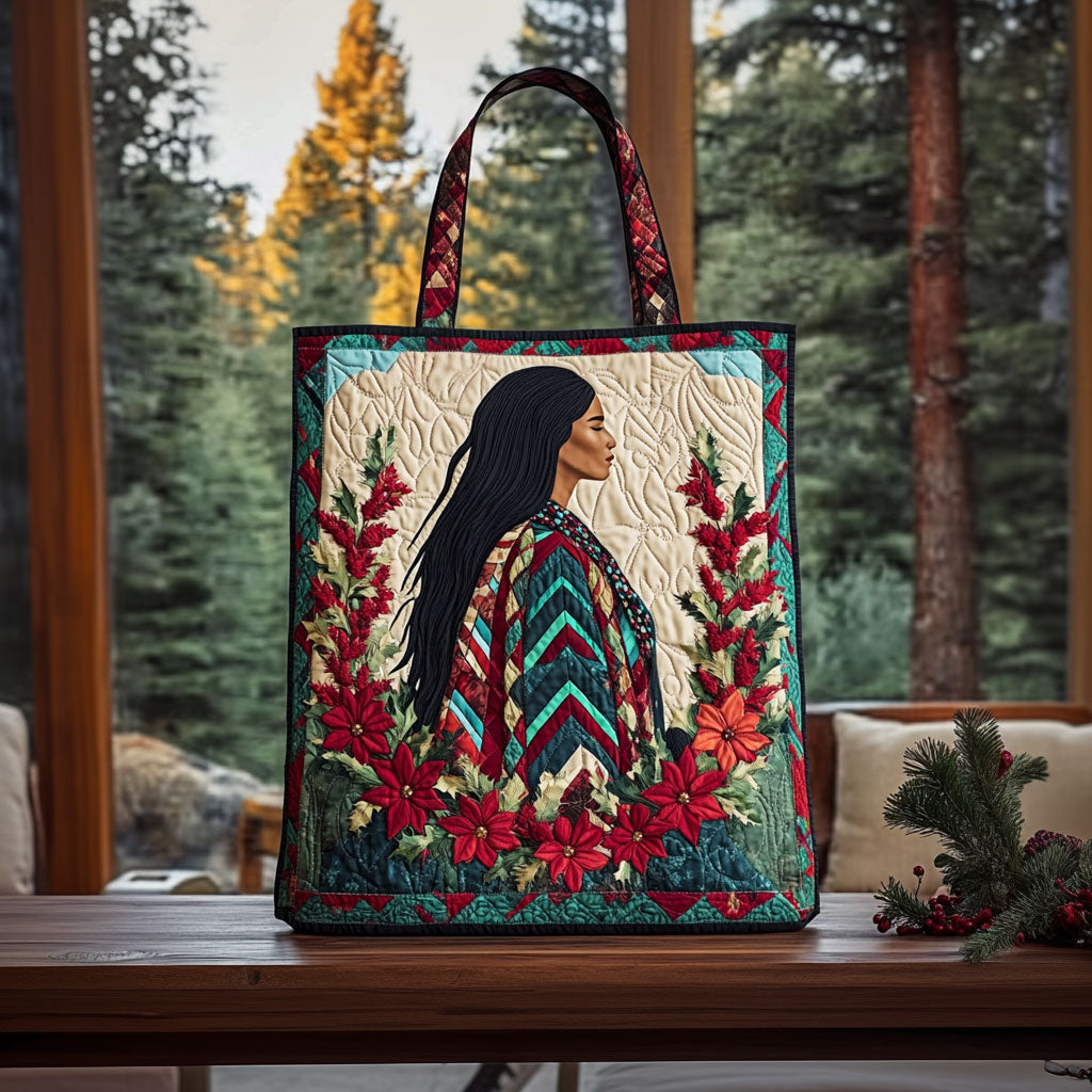 Bloom Native Woman Quilted Tote Bag