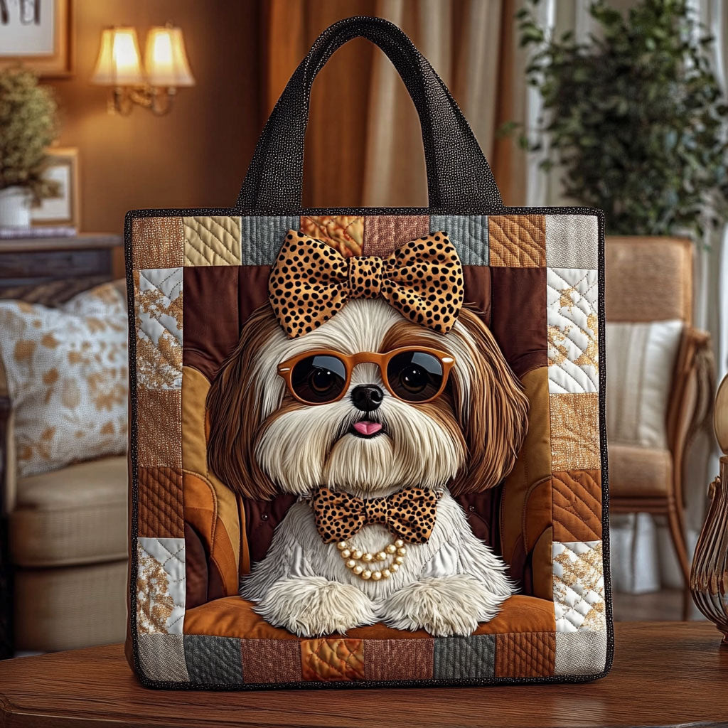 Fashion Shih Tzu Quilted Tote Bag