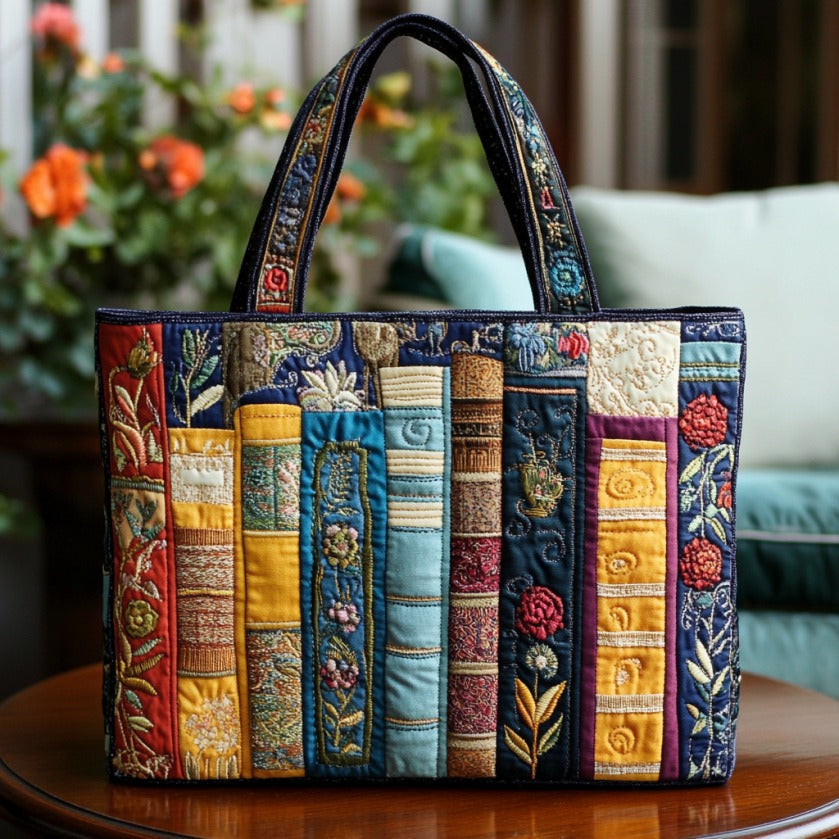Quilted Tote Bag - Book Lovers