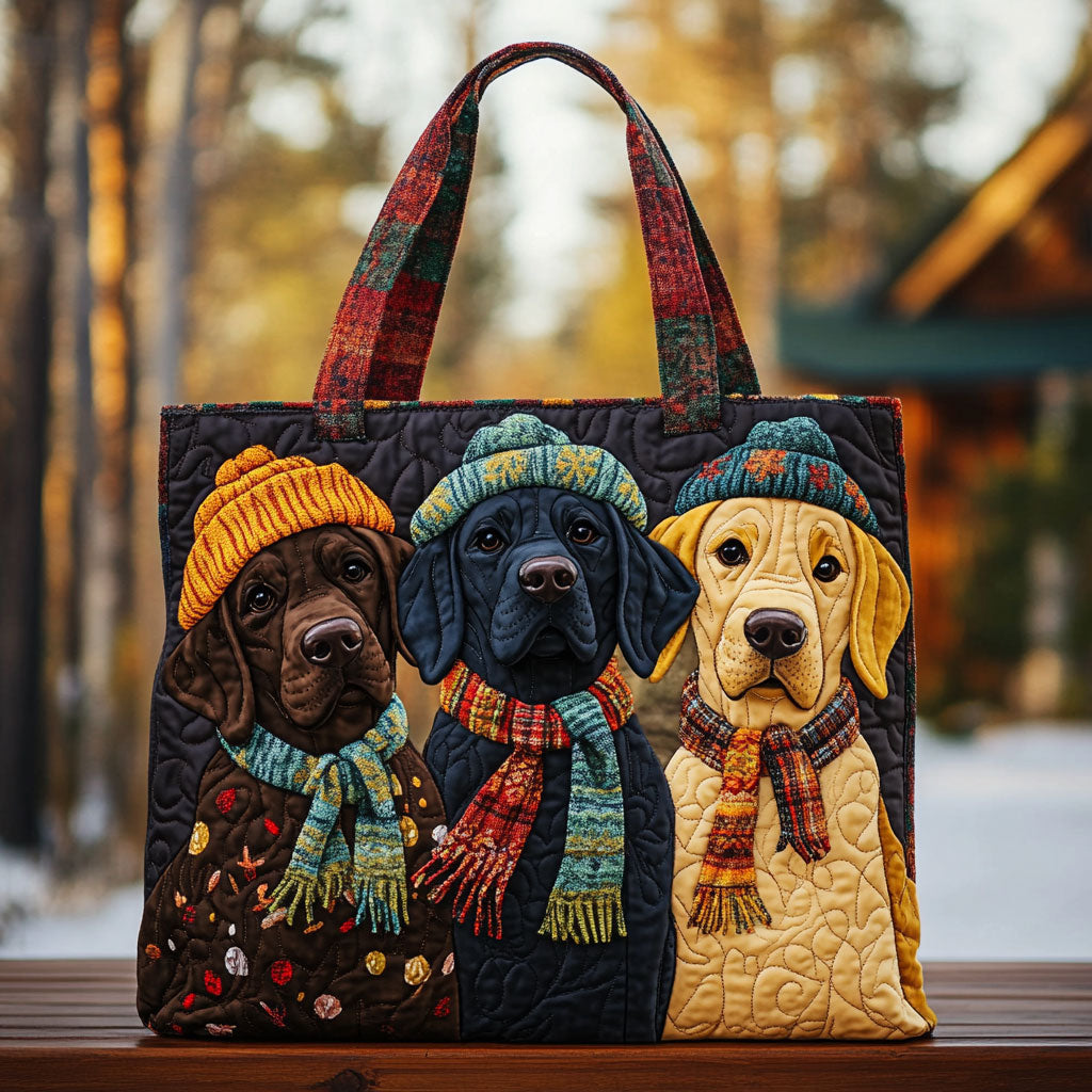 Labrador Snow Buddies Quilted Tote Bag